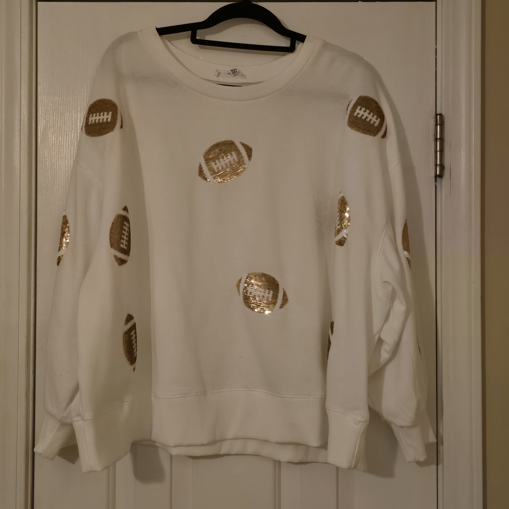 Women's White Football Sweater